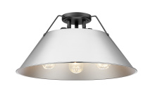 Golden 3306-3FM BLK-CH - Yep by Golden Lighting Orwell 3-light Flush Mount in Matte Black and Chrome shade
